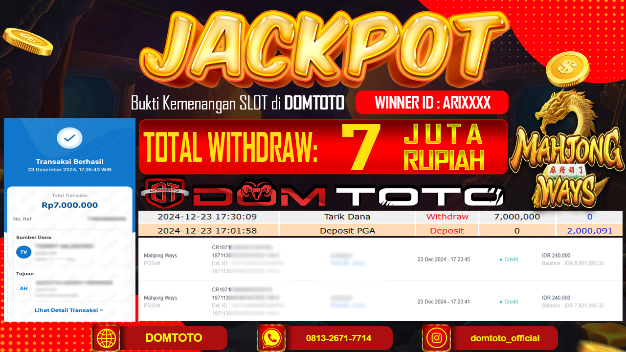 JACKPOT SLOT MAHJONG WAYS 23 DESEMBER 2024